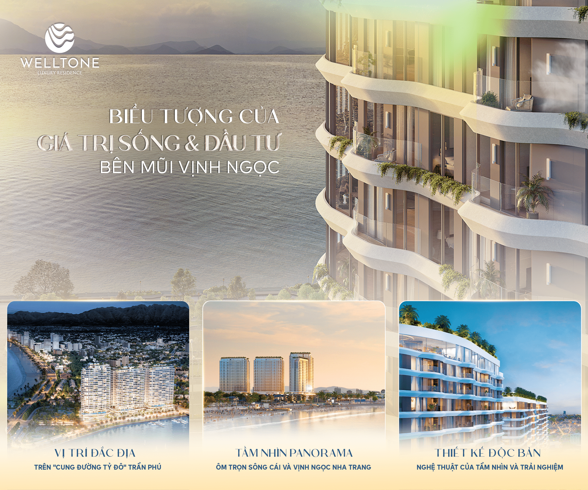 Phối cảnh tổng thể dự án căn hộ chung cư Welltone Luxury Residence Nha Trang Đường Xóm Cồn chủ đầu tư VHR
