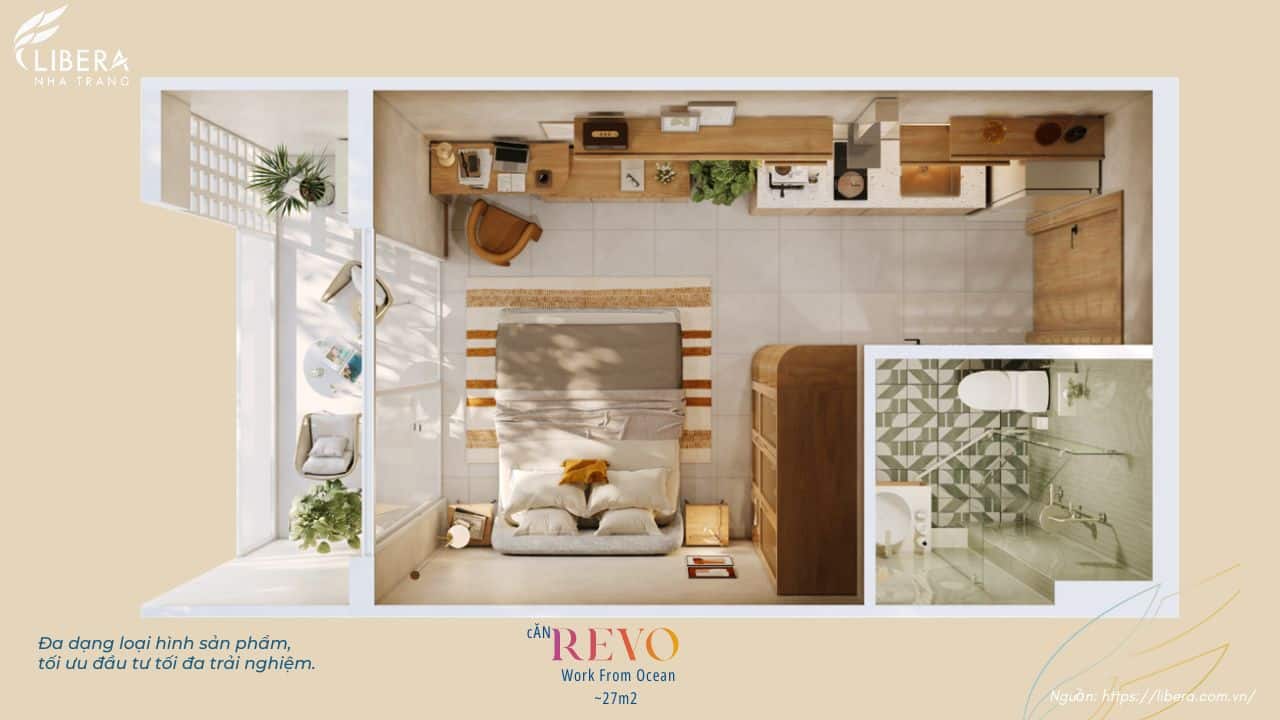 Thiết Kế Căn Hộ Studio The Sanhome Libera Nha Trang