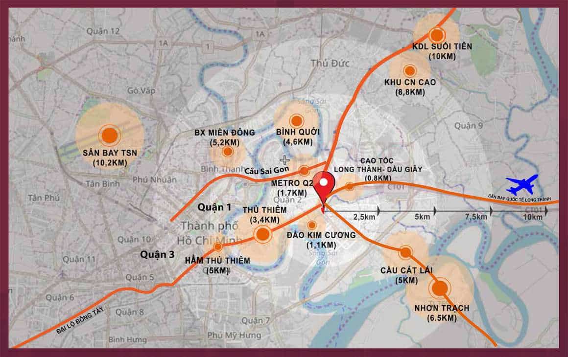 Dự án căn hộ D'Lusso Quận 2 Liên kết vùng