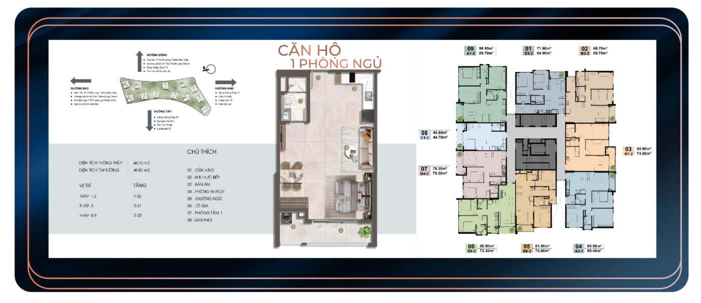 Layoot căn 1pn tại the prive