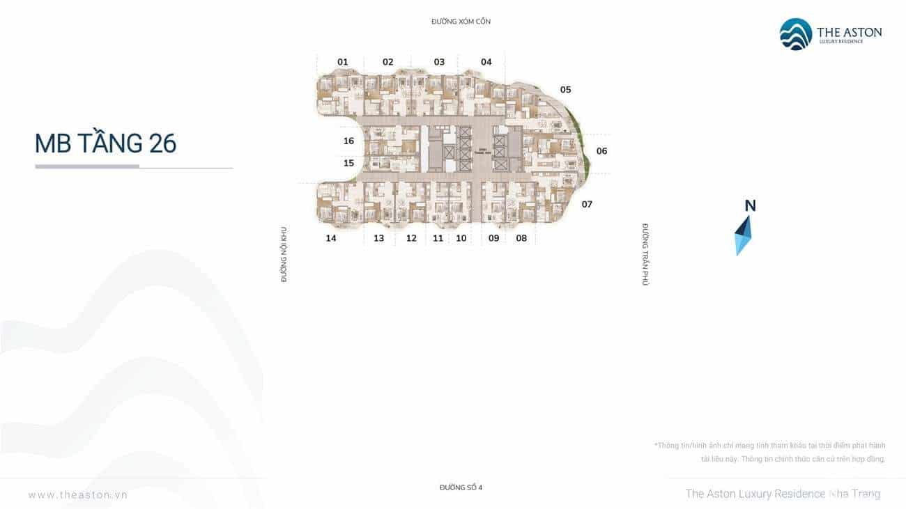 Mặt bằng tầng 26 Block Sol The Welltone Nha Trang