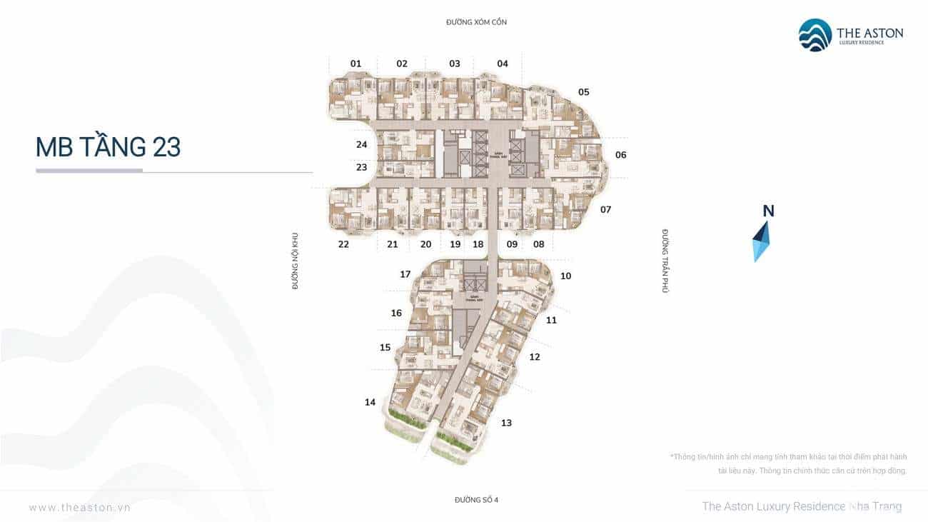 Mặt bằng tầng 23 Block Sol The Welltone Nha Trang