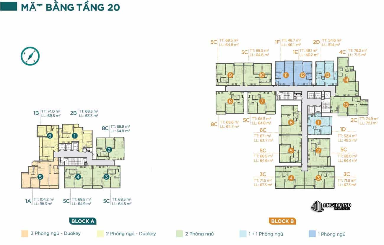 Mặt bằng tầng 20 căn hộ chung cư Dlusso Quận 2