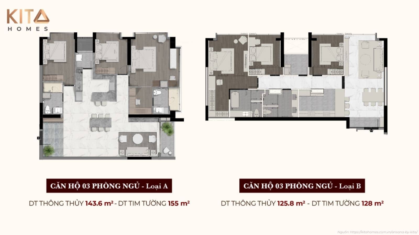 Sơ đồ thiết kế layout chi tiết và cách bố trí không gian các căn hộ dự án Ansana by Kita