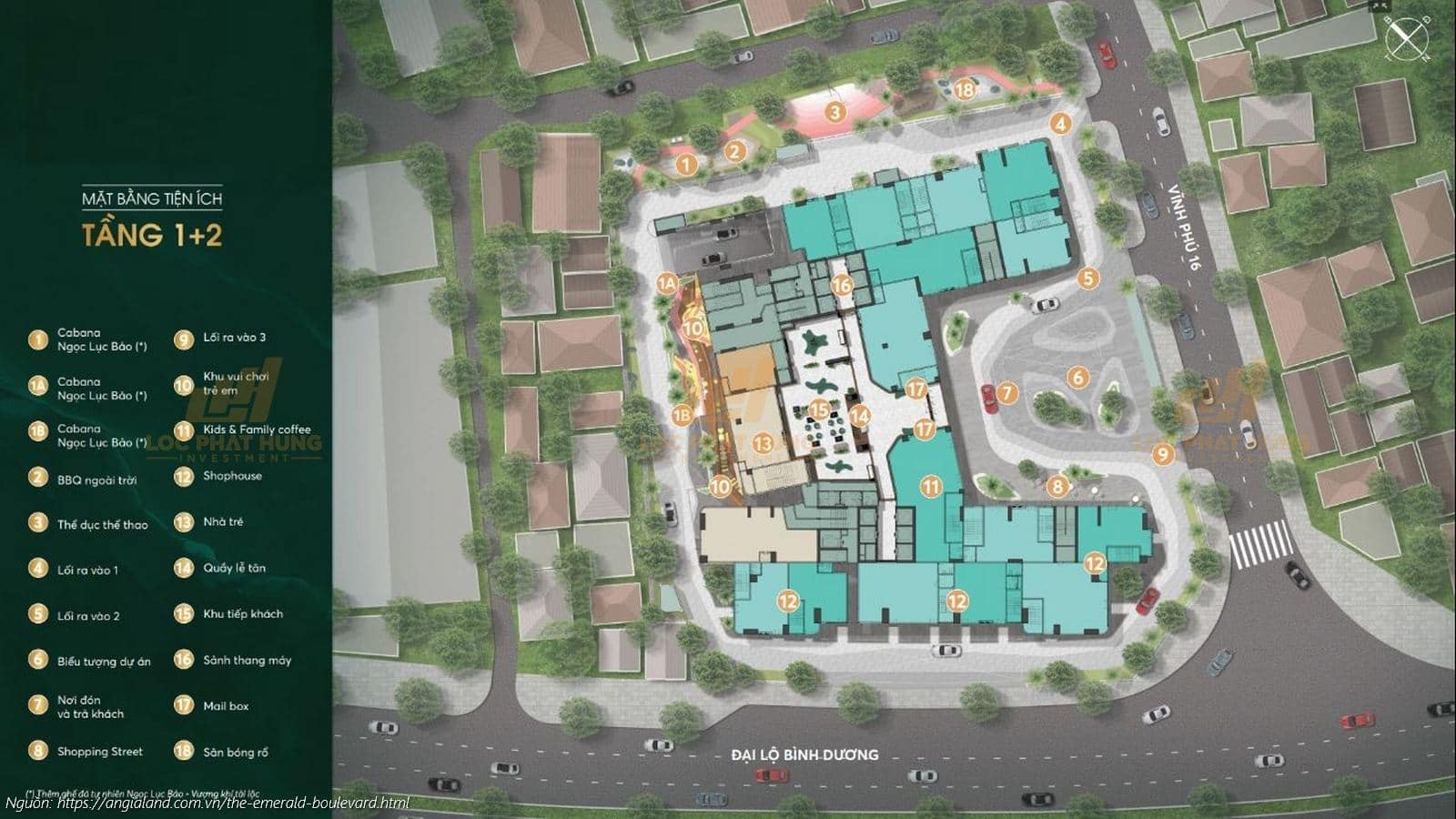 Mặt bằng tiện ích dự án căn hộ chung cư The Emerald Boulevard