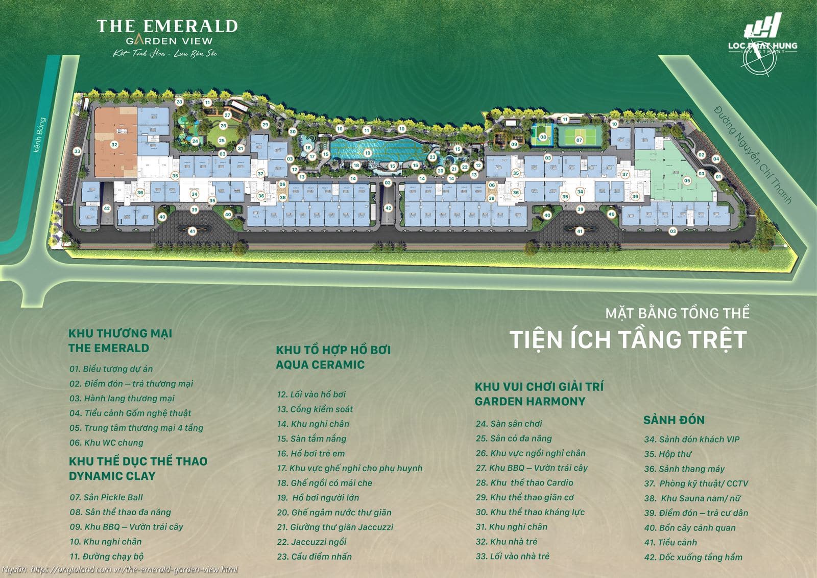 Mặt bằng tiện ích tầng trệt dự án căn hộ chung cư The Emerald Garden View