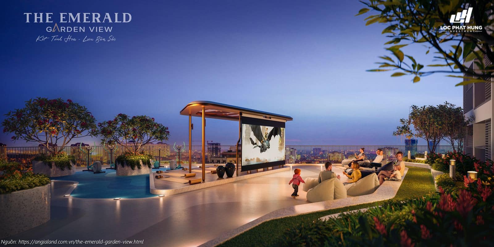 Phối cảnh tiện ích chiếu phim ngoài trời (Outdoor Cinema) The Emerald Garden View